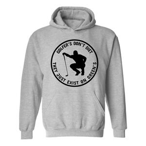 Golf Hoodie Golfers Don't Diet Funny Man Golfer Kneeling Golfing Sweatshirt